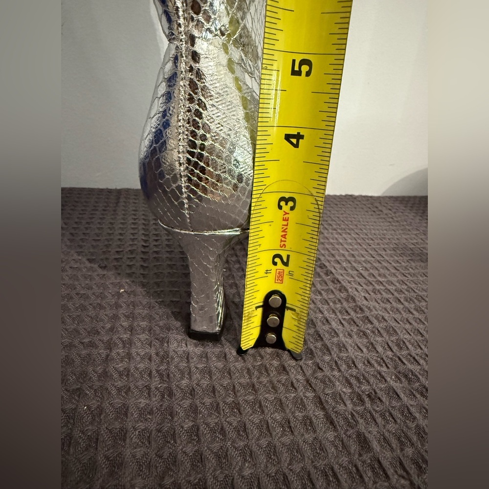Metallic Silver Snake-Embossed Knee-High Boots Women’s 8 - Picture 7 of 14